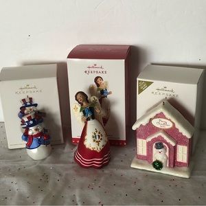 3 Hallmark Keepsake Christmas Ornaments Angel Patriot Snowman Welcome Christmas